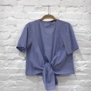 Zara blue striped tie top